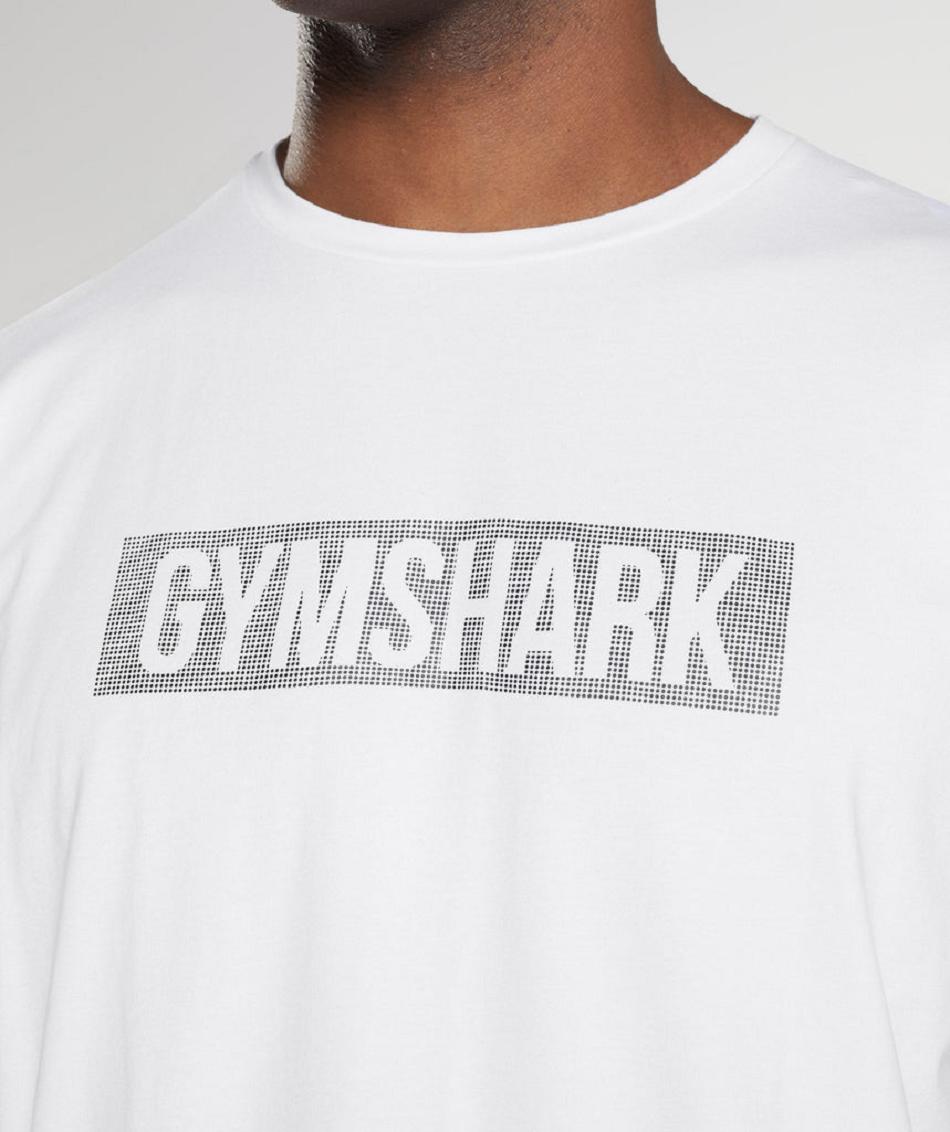 T Shirts Męskie Gymshark Block Białe | PL 3815UZG